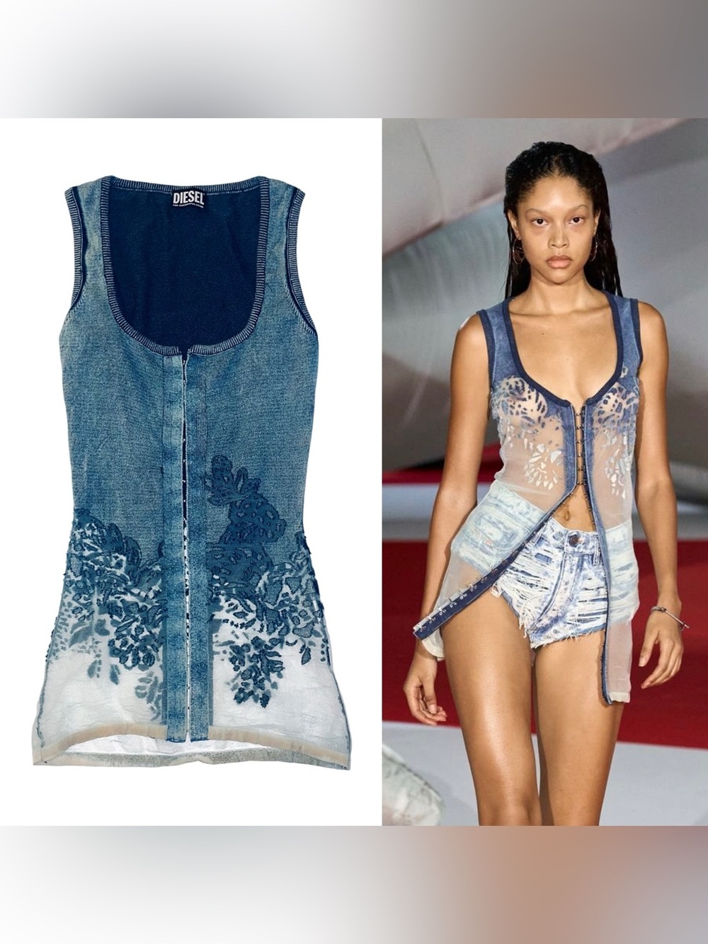 Diesel Spring 2023 M-Andia Heer-Panelling Leevele Cardigan Tank Top